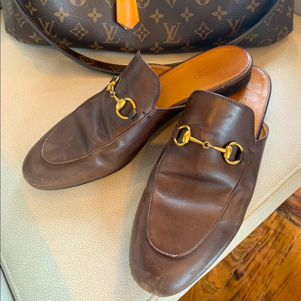 GUCCI princetown leather mules brown 40